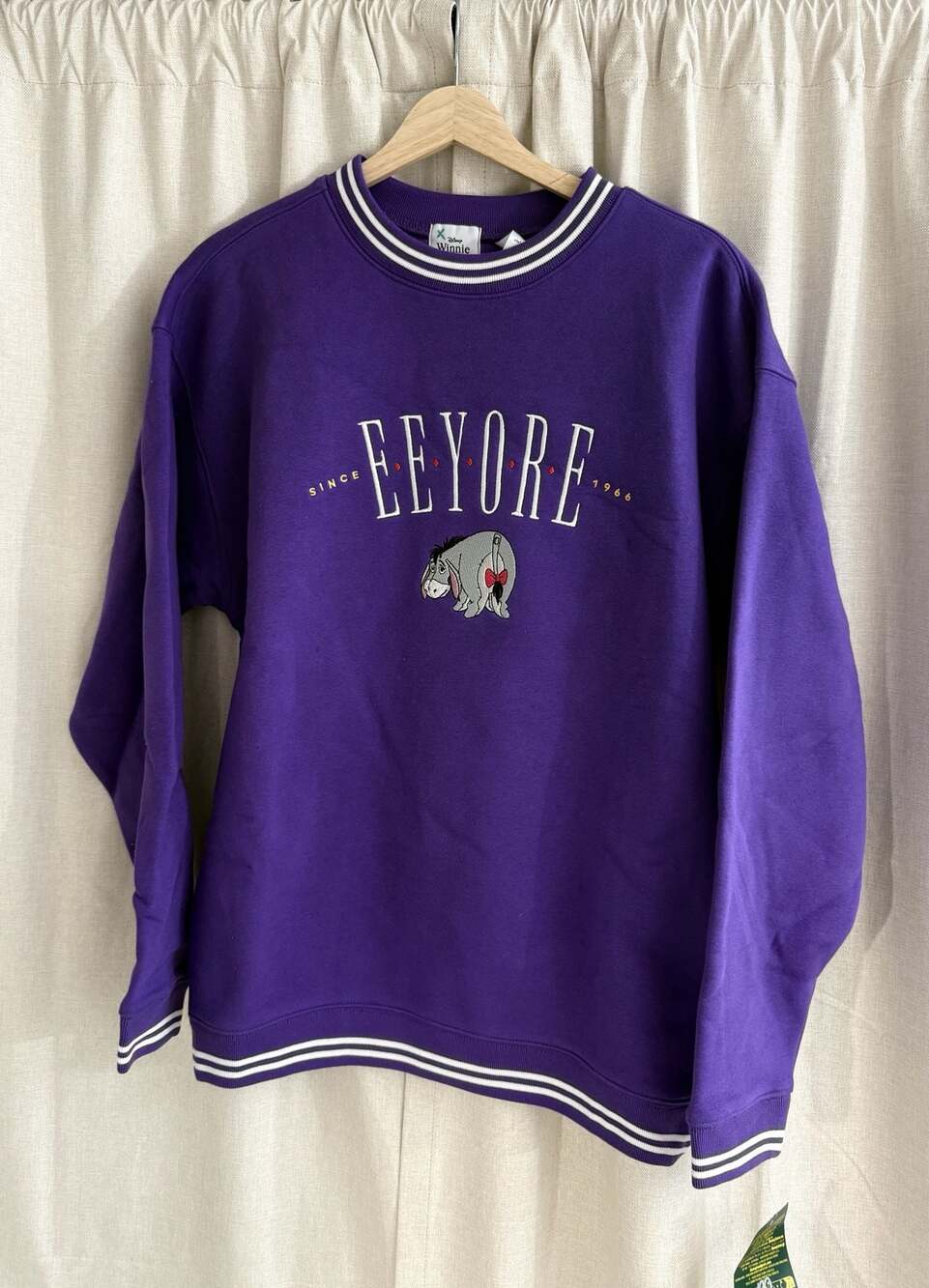 Disney Winnie the Pooh Eeyore Embroidered Pullover Sweatshirt Purple